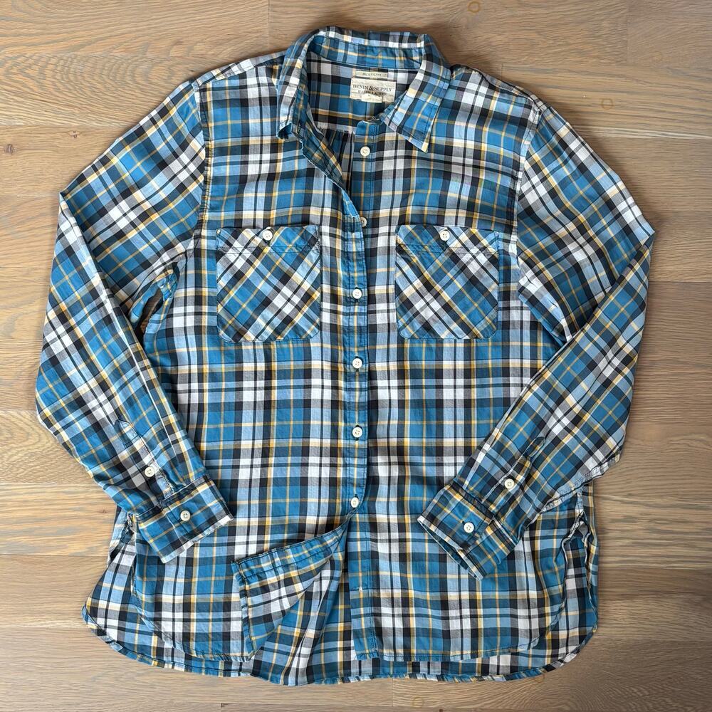 Denim Supply Ralph Lauren Y2K Button Down Shirt Western Plaid Womens Size Large